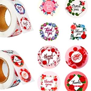 🆕 Thank you Stickers 💐 1inch 8 different varieties 50 count
